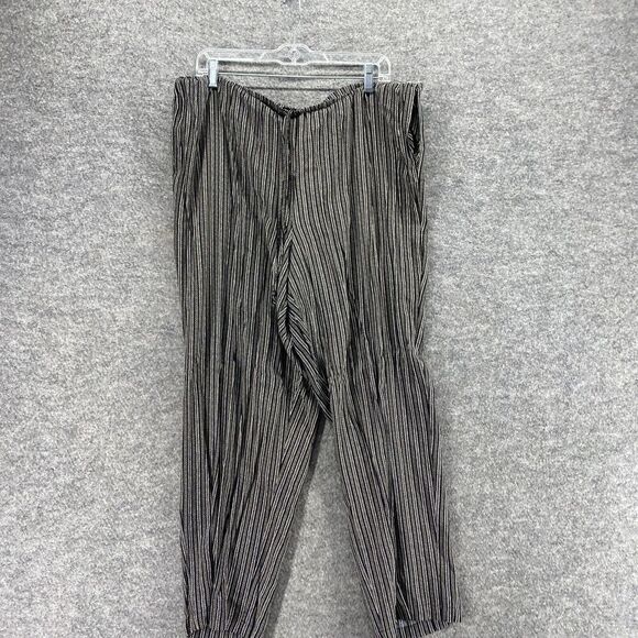 Sag Harbor Pants Women 2X Plus Black Striped High Rise Drawstring Flat Front - Picture 3 of 9